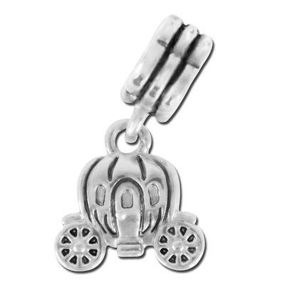 8mm Dangle Princess Carriage Large Hole Bead - Rhodium Plated - Goody Beads