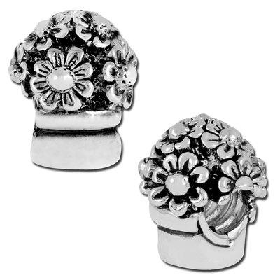 13mm Pot 'O Daisies Large Hole Bead - Rhodium Plated - Goody Beads