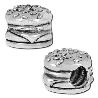 10mm Cheeseburger Large Hole Bead - Rhodium Plated - Goody Beads