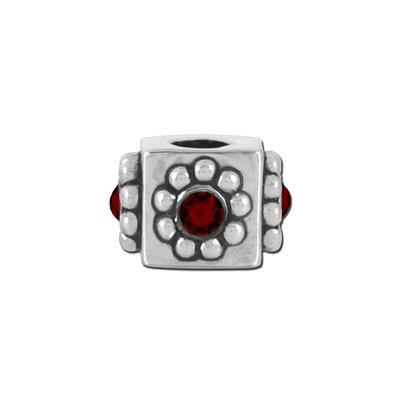 Garnet Stone Cube Bead for 2mm Leather - Goody Beads