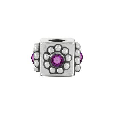 Amethyst Rhinestone Cube Bead for 2mm Leather - Goody Beads