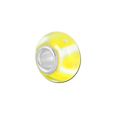 Petite Yellow Swirls Lampwork Glass Bead - Interchangeable - Goody Beads