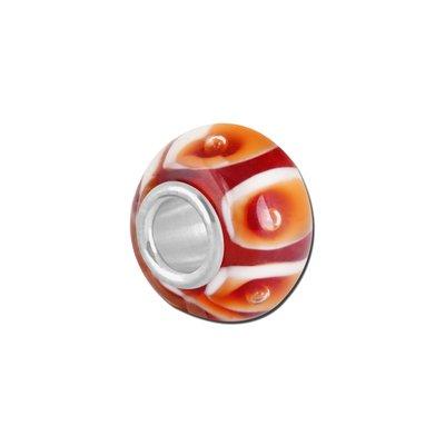 Petite Red and Orange Flame Stripe Lampwork Glass Bead - Interchangeable - Goody Beads