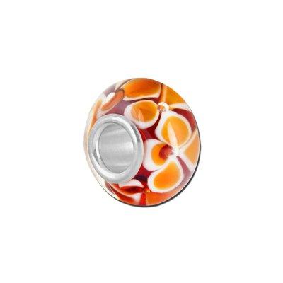 Petite Amber Floral Lampwork Glass Bead - Interchangeable - Goody Beads