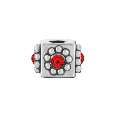 Ruby Rhinestone Cube Bead for 2mm Leather - Goody Beads