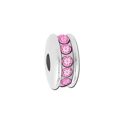 Pink Rhinestone Channel Set Bead for 2mm Leather - Goody Beads