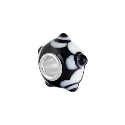 Petite Black Latice Pattern with Black Bumps Lampwork Glass Bead - Interchangeable - Goody Beads