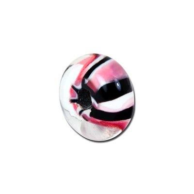 12mm Clear with Black and Pink Stripes Rondelle Lampwork Beads - Goody Beads