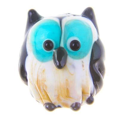 15mm Black Owl Glass Beads - Goody Beads