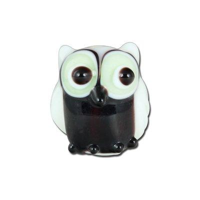 15mm Black and White Owl Glass Beads - Goody Beads