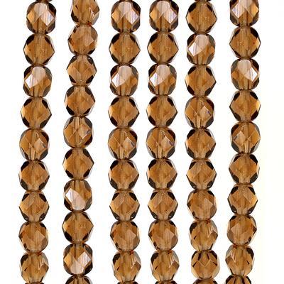 6mm Czech Fire Polish Smoky Topaz Beads - Goody Beads