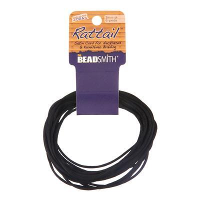 2mm Black Satin Rattail Braiding Cord - Goody Beads