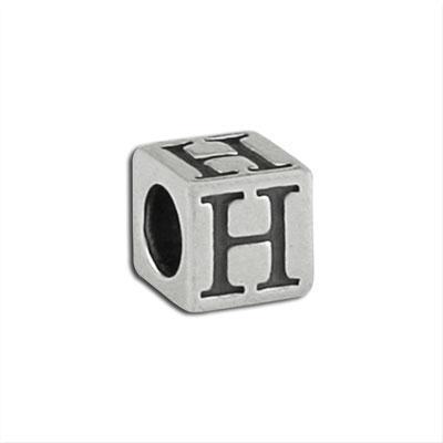 4.5mm Silver Plated Alphabet Beads - H - Goody Beads