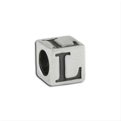 4.5mm Silver Plated Alphabet Beads - L - Goody Beads