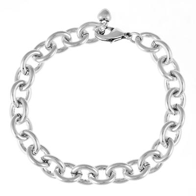 7.6 Inch Silver Plated Large Cable Chain Bracelet - Goody Beads