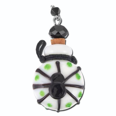 29mm White Glass Bottle with Black Spider - Goody Beads