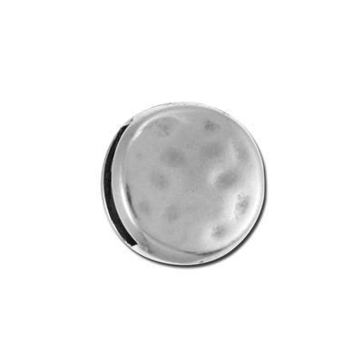 Antique Silver Hammered Round Slider for Flat Leather - Goody Beads