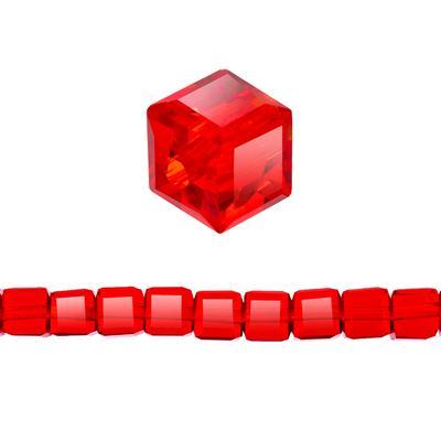 4mm Faceted Cube Light Siam Glass Crystal Beads - Goody Beads