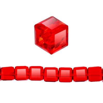 6mm Faceted Cube Light Siam Glass Crystal Beads