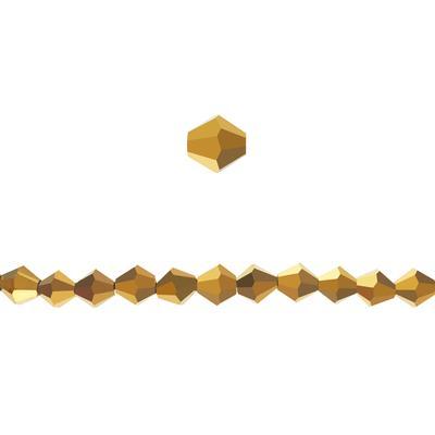 4mm Bicone Metallic Gold Glass Crystal Beads - Goody Beads