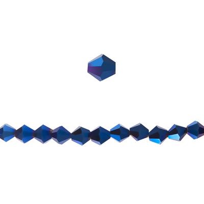 4mm Bicone Metallic Midnight Blue Glass Crystal Beads - Goody Beads