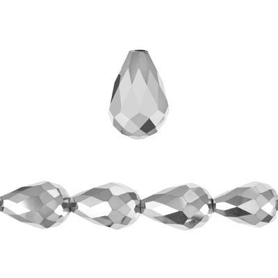 15mm Metallic Silver Faceted Teardrop Crystal Beads - Goody Beads