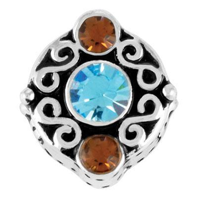 Aquamarine and Smoke Topaz Stones Lillian Slider Charm - Goody Beads