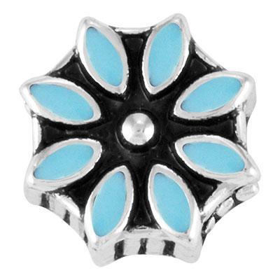 Light Blue Enamel Petals Slider Charm - Goody Beads