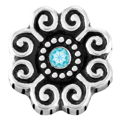 Blue Zircon Stone Curly Flower Slider Charm - Goody Beads