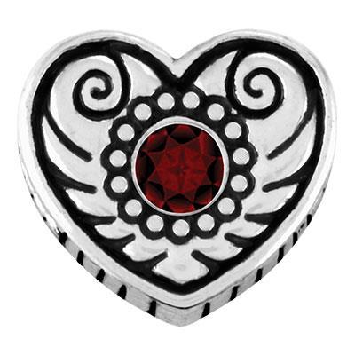 Heart with Garnet Stone Slider Charm - Goody Beads