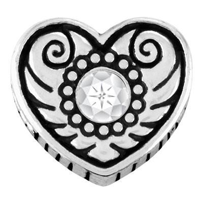 Heart with Clear Stone Slider Charm - Goody Beads