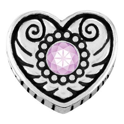 Heart with Light Amethyst Stone Slider Charm - Goody Beads