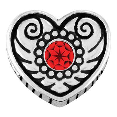 Heart with Ruby Stone Slider Charm - Goody Beads