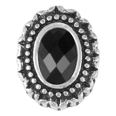 Tempest Jet Stone Oval Slider Charm - Goody Beads