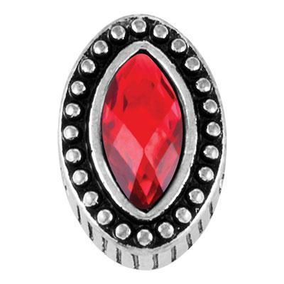 Athena Red Stone Pointed Oval Slider Charm - Goody Beads