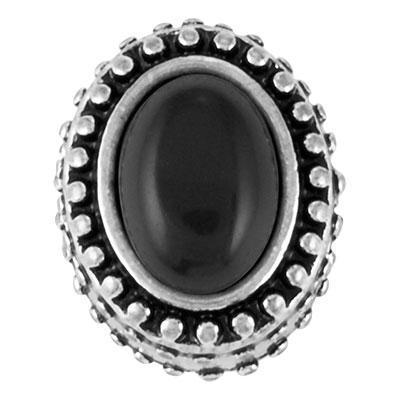 Black Opal Gemstone Oval Slider Charm - Goody Beads