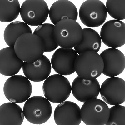 14mm Black Round Satin Beads - Goody Beads