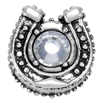 Horseshoe with Clear Rhinestone Slider Charm - Goody Beads