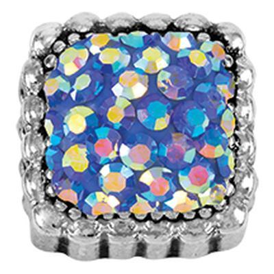 Sapphire AB Stones Lavish Square Slider Charm - Goody Beads