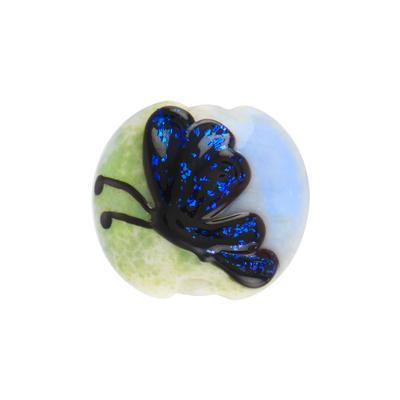 15mm Handmade Garden with Butterfly Lentil Beads by Grace Lampwork - Goody Beads