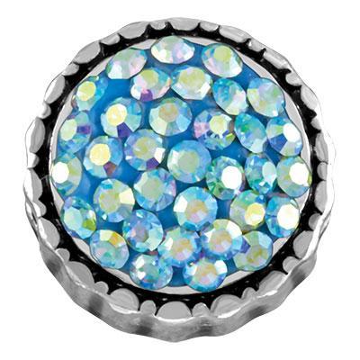 Aquamarine AB Round Pave Cluster Slider Charm - Goody Beads