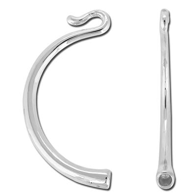 Rhodium Plated Hook Curved Clasp for 2mm Round Leather - Goody Beads