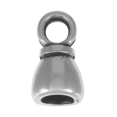 Antique Silver Rounded End Cap for 5mm Round Leather - Goody Beads