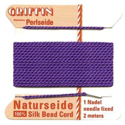 Griffin Bead Cord 100% Silk - No. 4 (0.60mm) Amethyst - Goody Beads