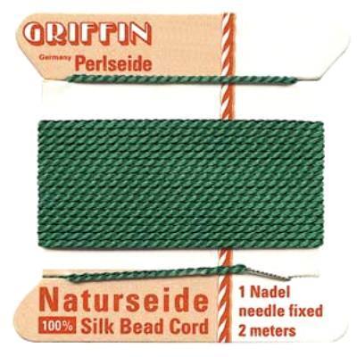 Griffin Bead Cord 100% Silk - No. 4 (0.60mm) Green - Goody Beads