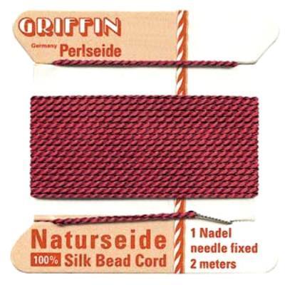 Griffin Bead Cord 100% Silk - No. 6 (0.70mm) Garnet - Goody Beads