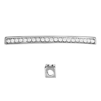 50mm Silver Plated Rhinestone Bar - Goody Beads