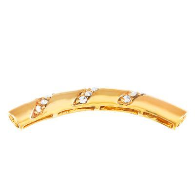 36mm Gold Plated Rhinestone Curved Tube Bead - Goody Beads