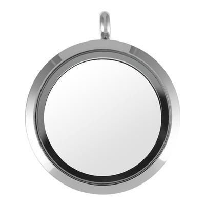 30mm Round Silver Stainless Steel Glass Locket