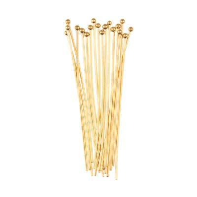 2 Inch Gold Plated 20 Gauge Headpins with Ball Top - Goody Beads